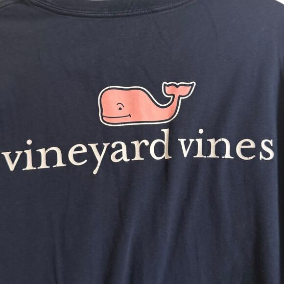 Vineyard Vines Navy Blue Classic Graphic Tee with Pink Whale Size Large - Picture 5 of 7